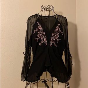 🔥3for$25🔥Mssioni Silk Blouse Bell Slit Sleeves